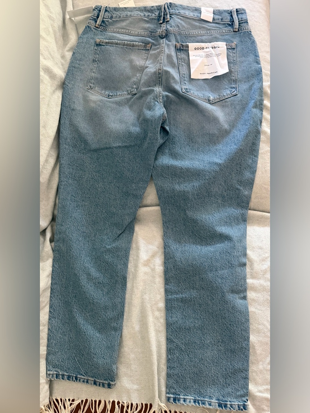 Good American Good Classic Skinny Jeans Womens 12 31 Light Wash Distressed NWT - Picture 6 of 9